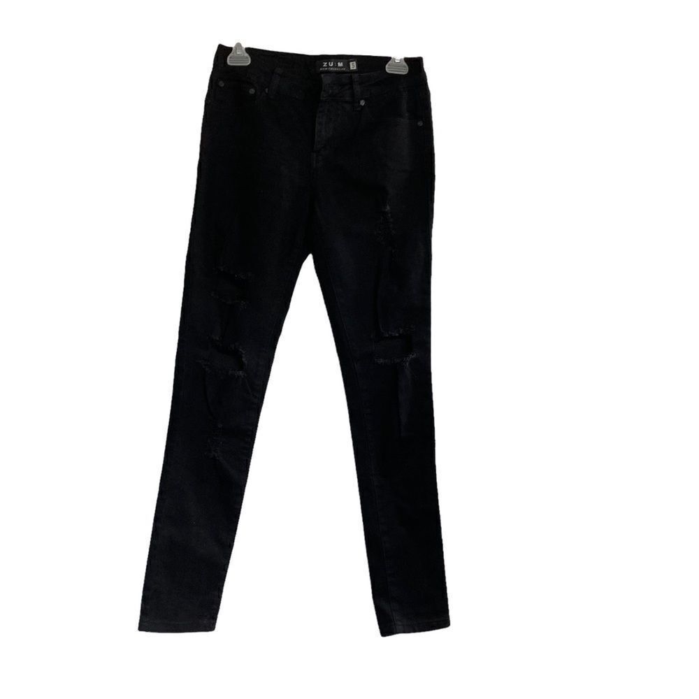 ZU:M  Denim Collection, Women’s (JR’s)Distressed with holes jeans,Black, Size 5,